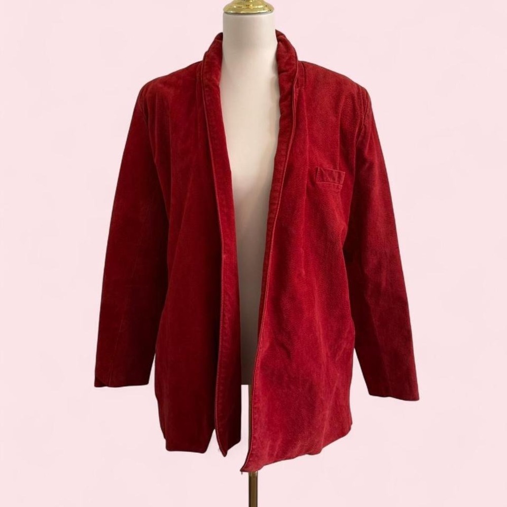 Vintage Red Genuine Leather Suede Blazer Jacket 14